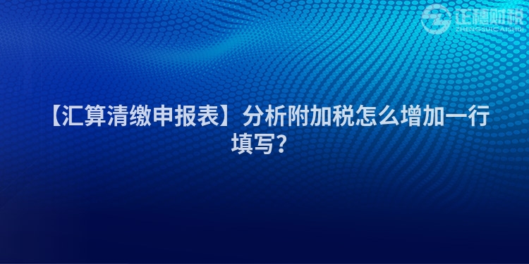 【匯算清繳申報表】分析附加稅怎么增加一行填寫?