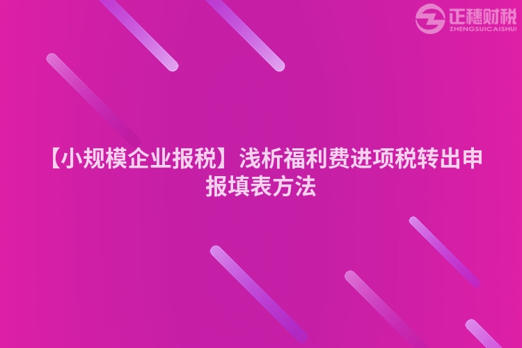 【小規模企業報稅】淺析福利費進項稅轉出申報填表方法