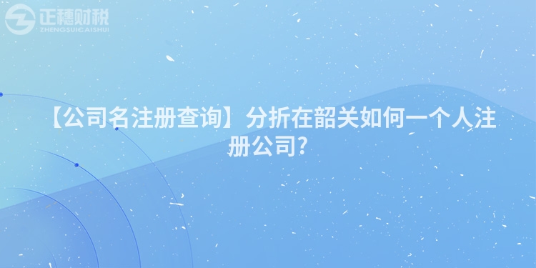 【公司名注冊查詢】分折在韶關如何一個人注冊公司?