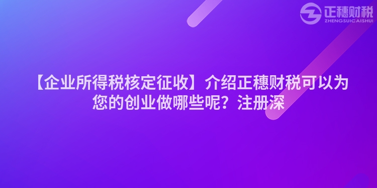 【企業所得稅核定征收】介紹正穗財稅可以為您的創業做哪些呢？注冊深