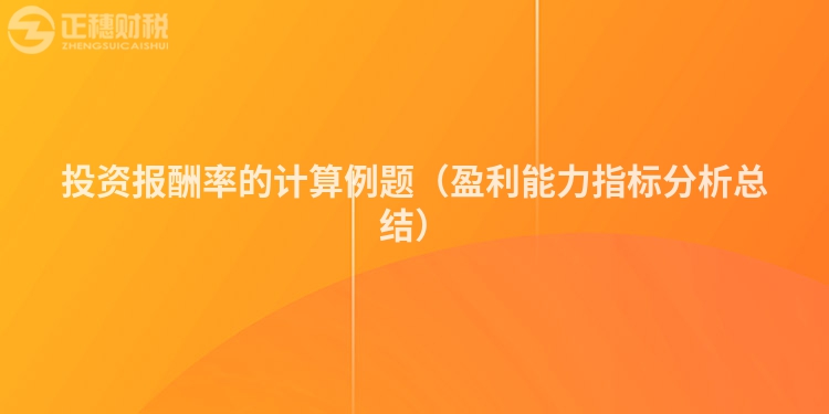 投資報酬率的計算例題(盈利能力指標分析總結)