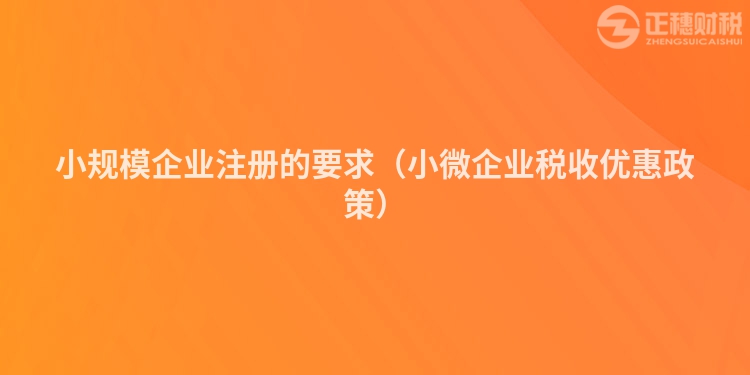 小規模企業注冊的要求（小微企業稅收優惠政策）